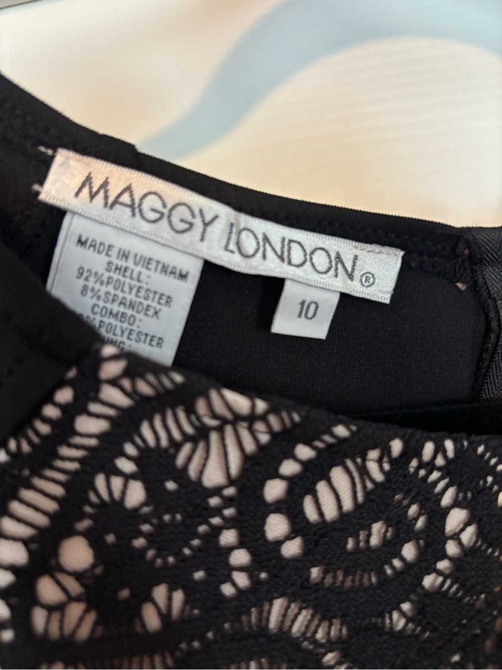 Maggy London Black Lace Overlay Sheath Dress